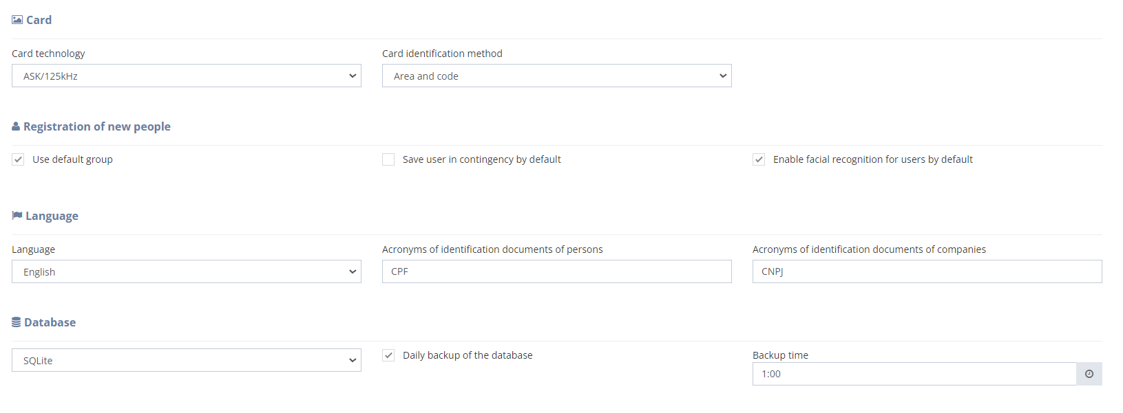 Figura 1 - Página das configurações