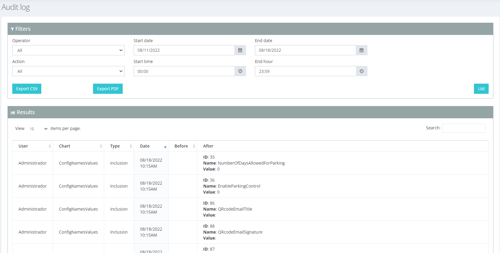 Figure 10 - Audit report page