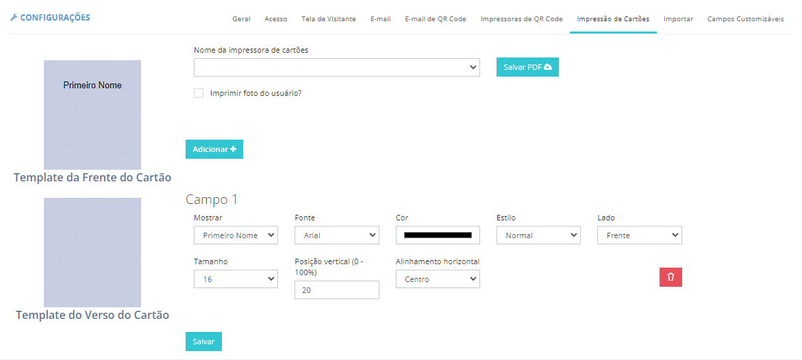 Figura 10 - Página das configurações